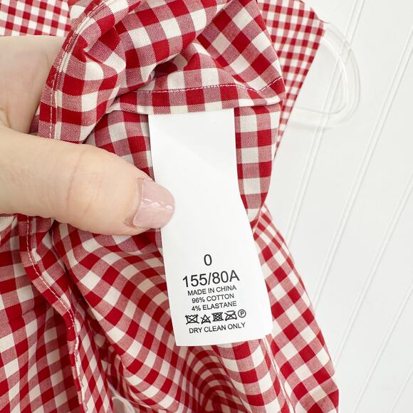 Kate Spade Red White Gingham Tiered Vineyard Summer Sundress V Neck Size 0 - Picture 8 of 11